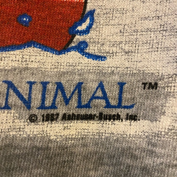 Vintage 1987 Bud Light Spuds Mackenzie Party Animal Pull Over Grey Sweater - Picture 3 of 4